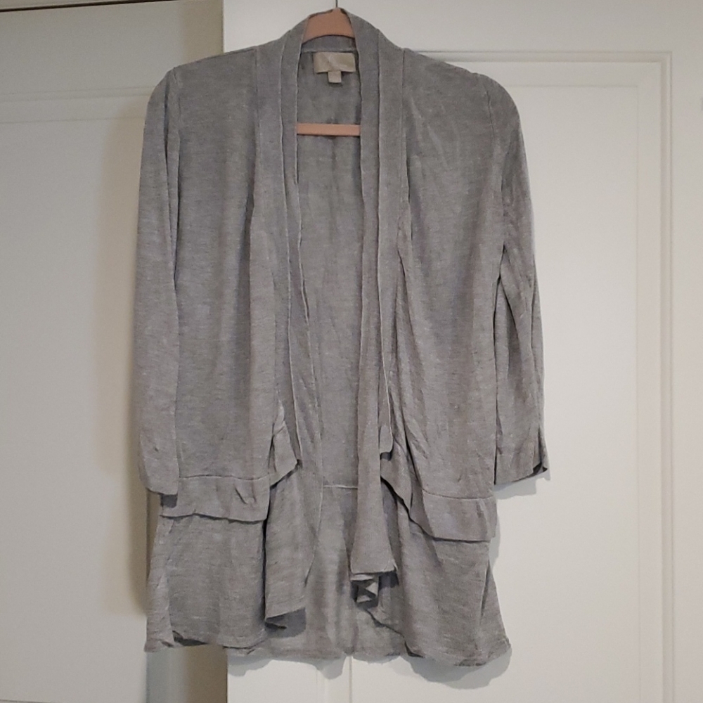 Joan Vass Tiered Open Front Cardigan